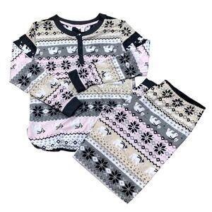 Secret Treasures Womens Pajama Set M (8-10)‎ Polar Bear Snowflake Long Sleeve